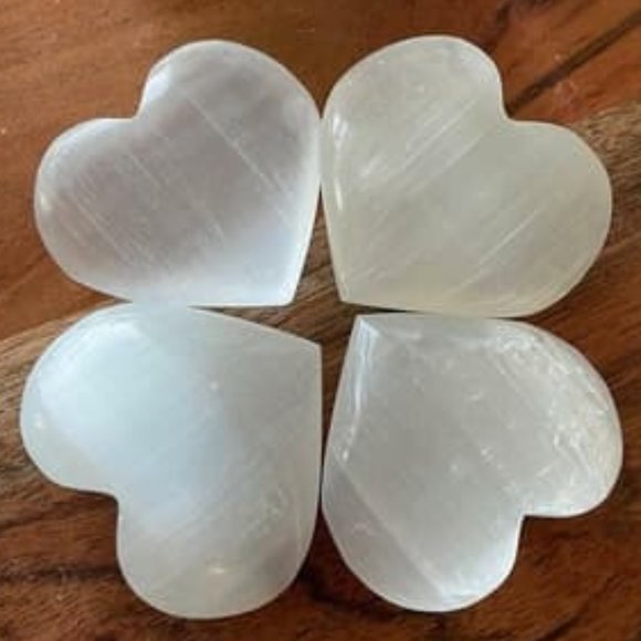 Selenite Crystal Heart - Selenite Worry Stones - Picture 1 of 4
